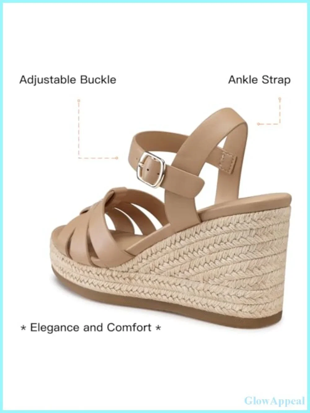 TEMOFON Wedge Espadrilles Platform Sandals Open Toe Ankle Strap